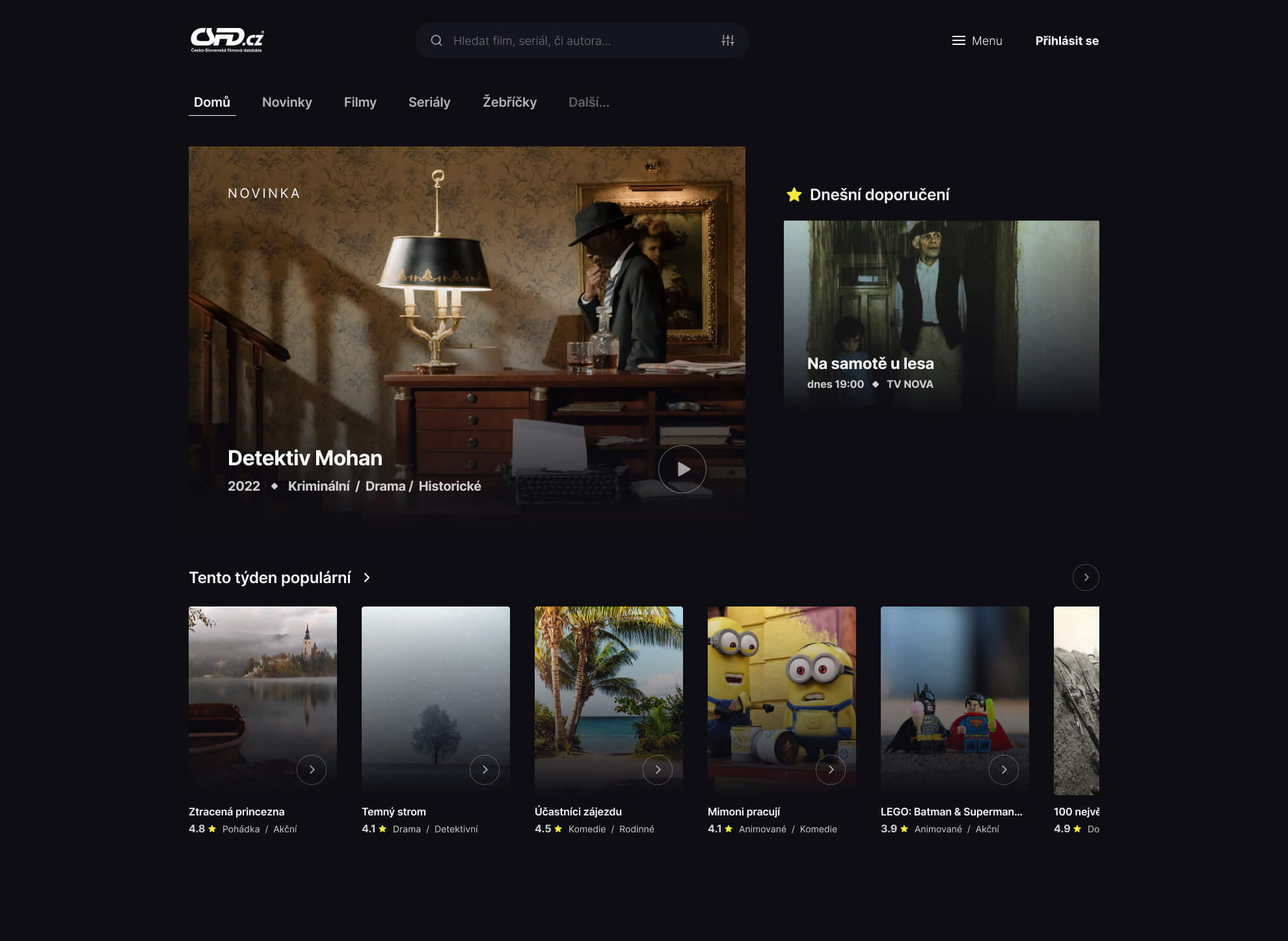 UI UX redesign česko-slovenské filmové databáze